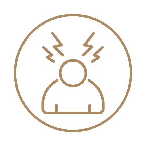 icono de un dibujo de una persona con rayos encima de la cabeza, simulando que está estresado.
