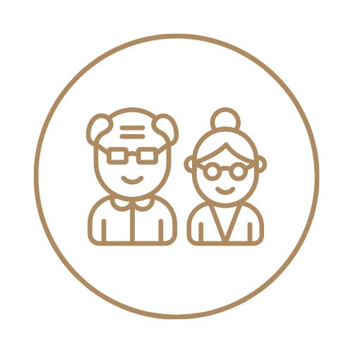 icono que aparecen una pareja de ancianos dibujado en estilo lineal.